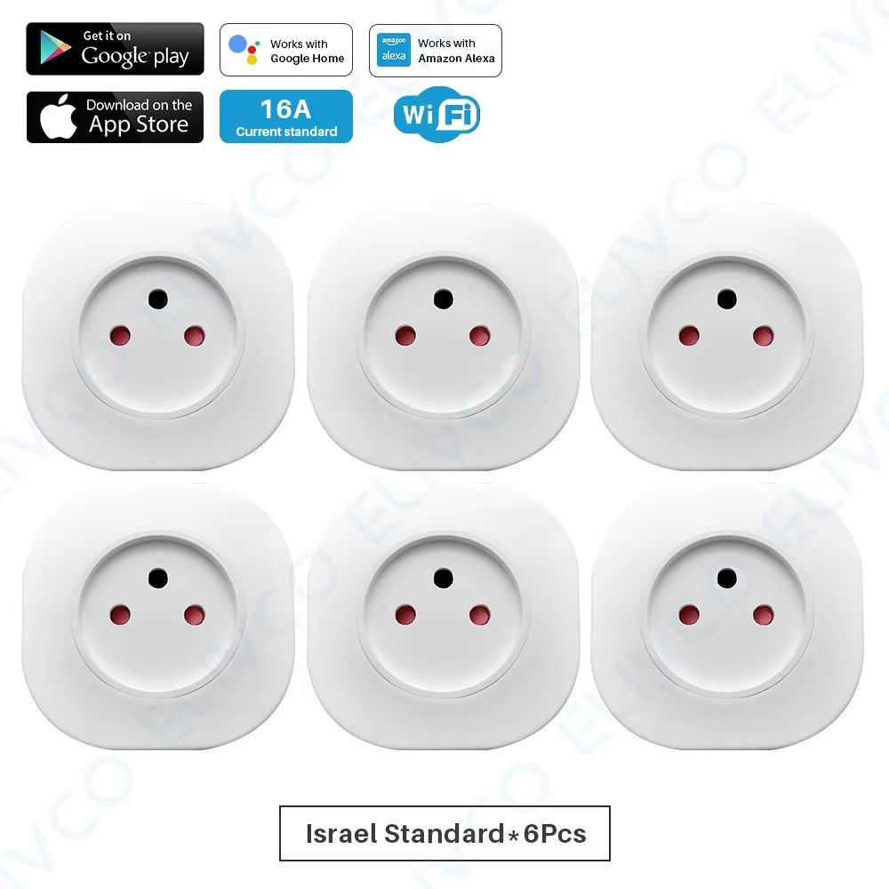 Israel 16A Smart Socket Wifi Wireless Switch Smart Plug 220V Power Outlet APP Remote Control Compatible Alexa Google Assistant