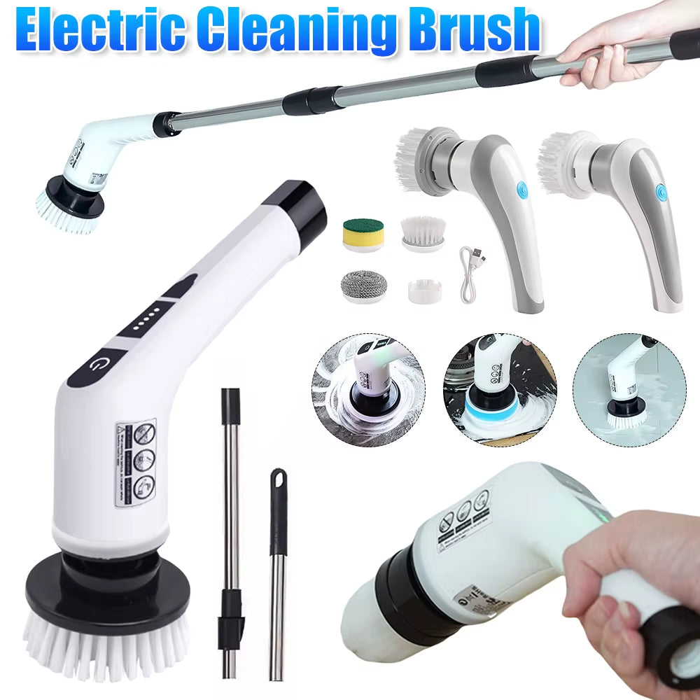 Electric Cleaning Brush Bathroom Wireless Electric Spin Scrubber Portable Car Wash Brush with Cleaning Sponge Home Appliances