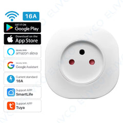 Israel 16A Smart Socket Wifi Wireless Switch Smart Plug 220V Power Outlet APP Remote Control Compatible Alexa Google Assistant